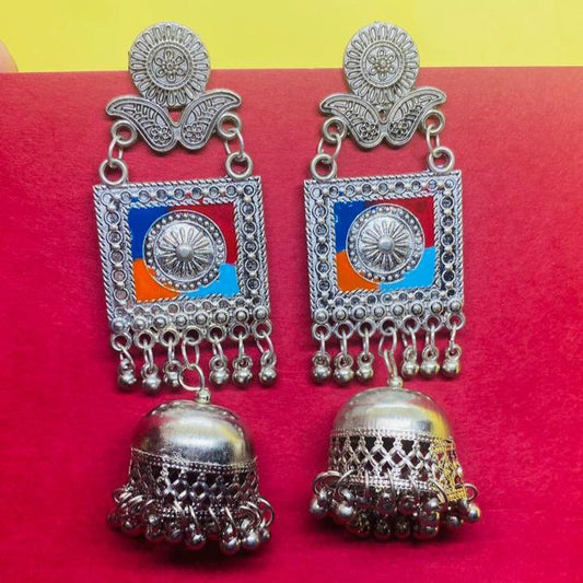 Silver Shine Long Multi Colour Jhumka