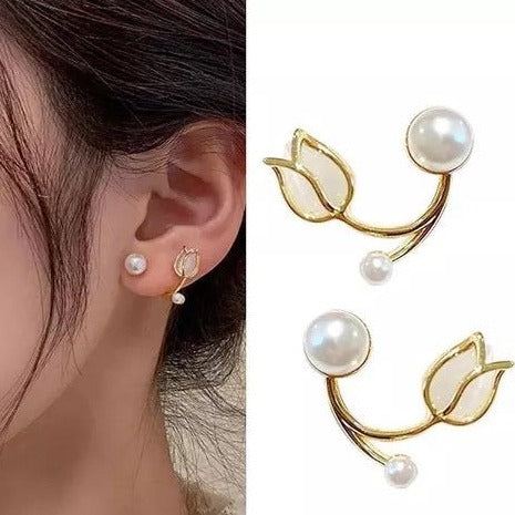 DesignerKorean Style Gold Plated Stone Lotus Shaped Stud Earrings For Women& Girls