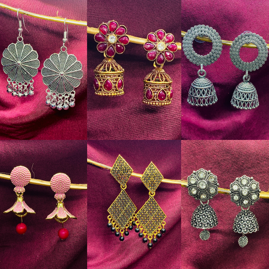 Mix & Match set of 6 Must Have Jhumka With 2 Free Gifts