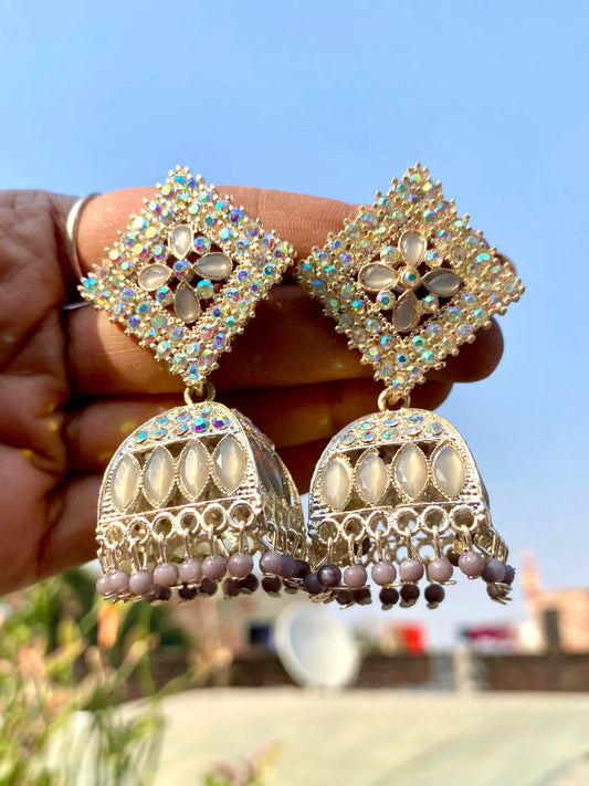 Beautiful Square Jhumka design With Pearls  Little Stone