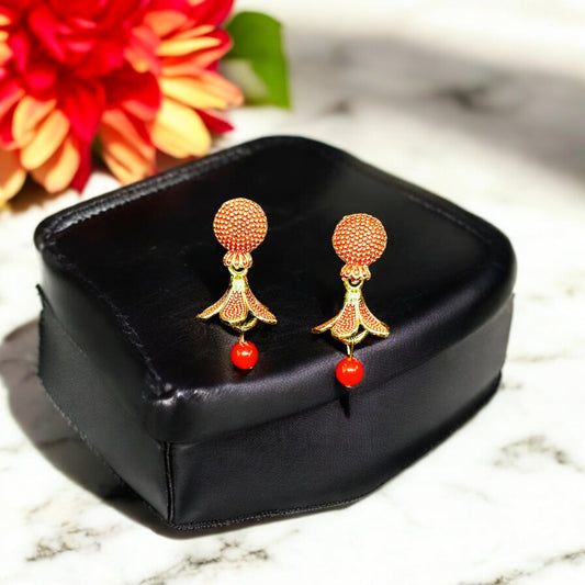 Red traditional Jhumka in Flower Design