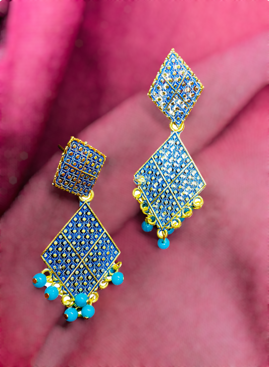 Elegant Sky Blue Square Earring