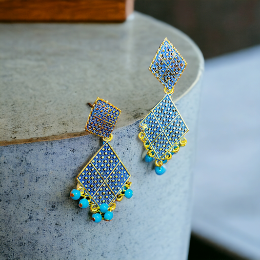 Elegant Sky Blue Square Earring