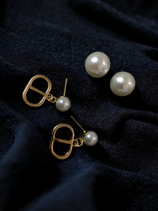 Beautiful Korean design Studs With White Pearl