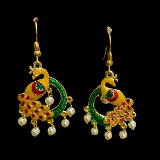 Handmade Beautiful Peacock Meenakari Colourful Earring