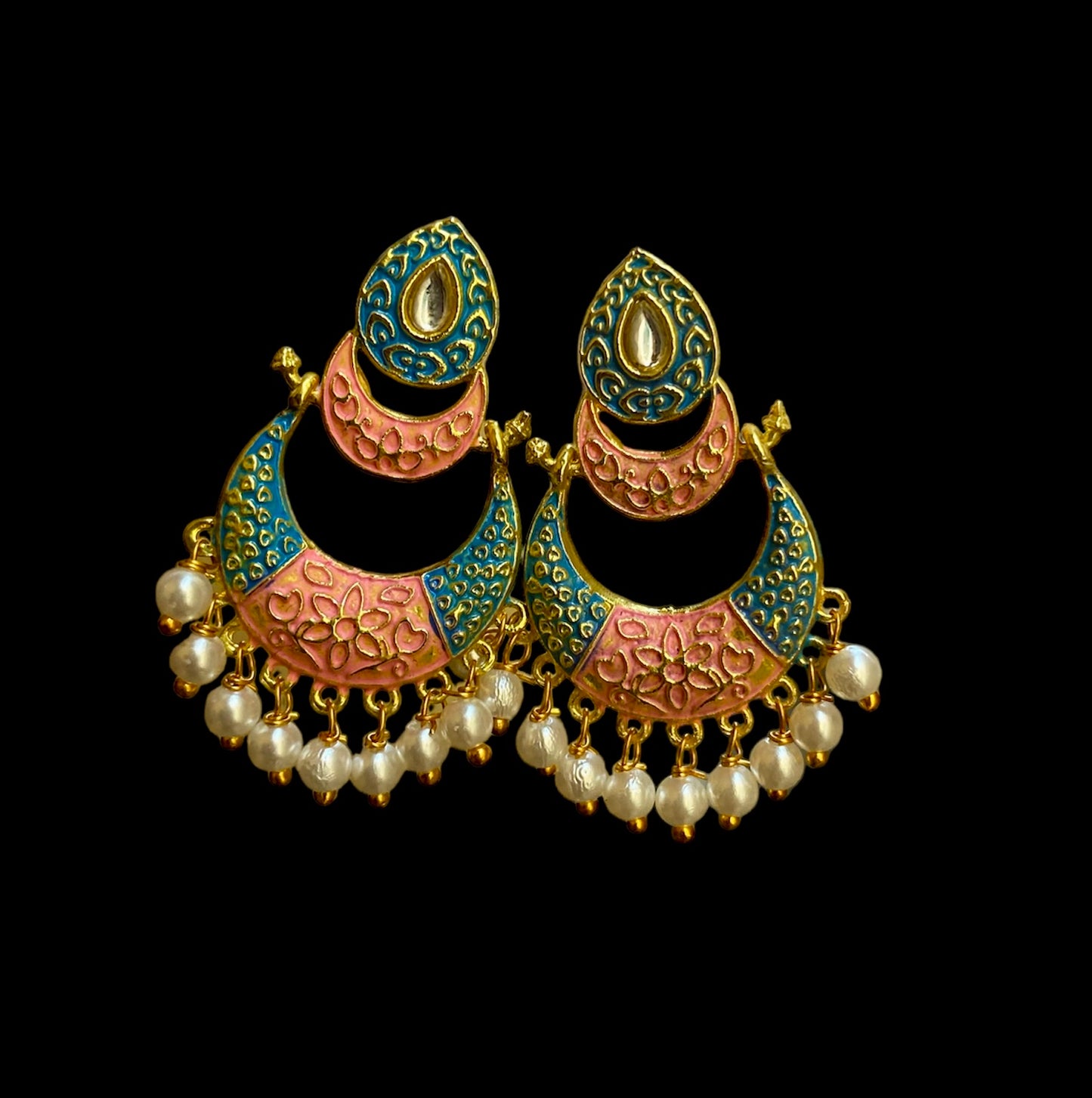 Set of 6 Meenakari Royal Earrings 2 Free Gift