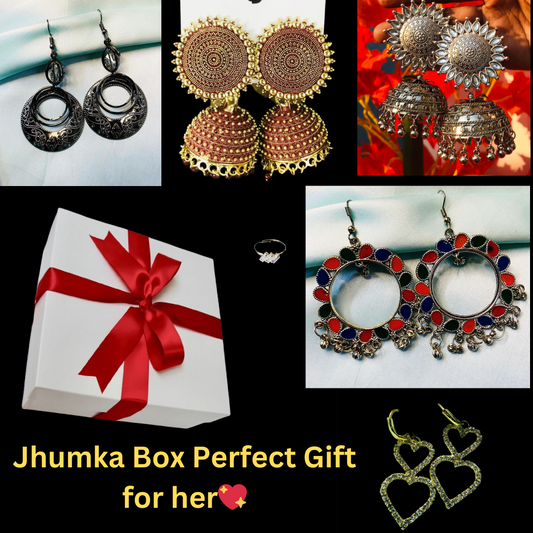 (Surprise Jhumka Box) Jhumka Gift Box Royal 5 Jhumkas With Free  Ring & Your Note