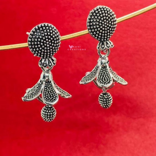 Flower Design South Indian Jhumka Earrings
