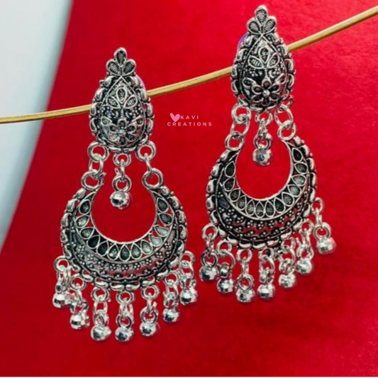 Beautiful Chandbali Trending Silver Oxidised Earrings