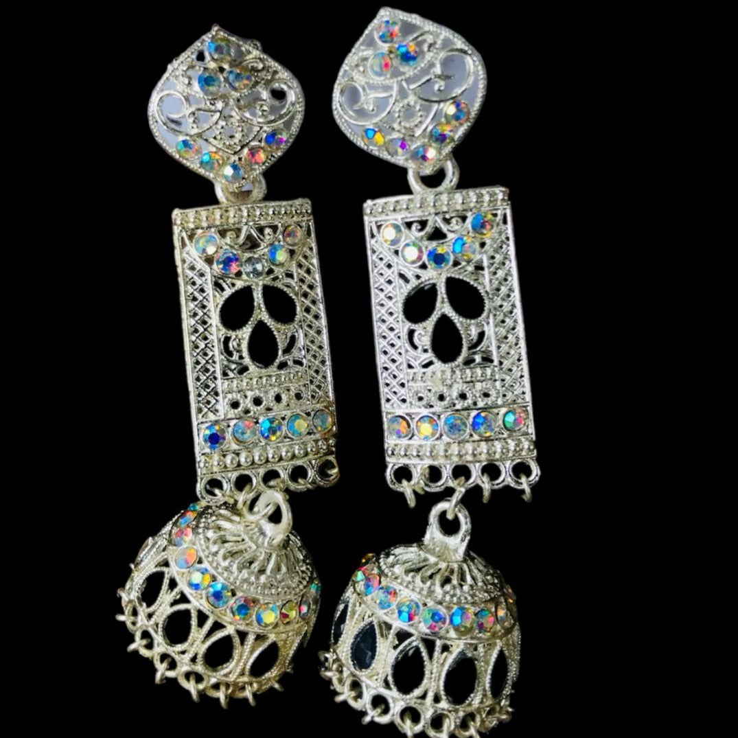 Oxidized finish balck & Multi Colour Pearl Jhumka Earrings Design