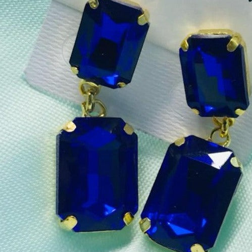 Crystal Blue Stone Earrings