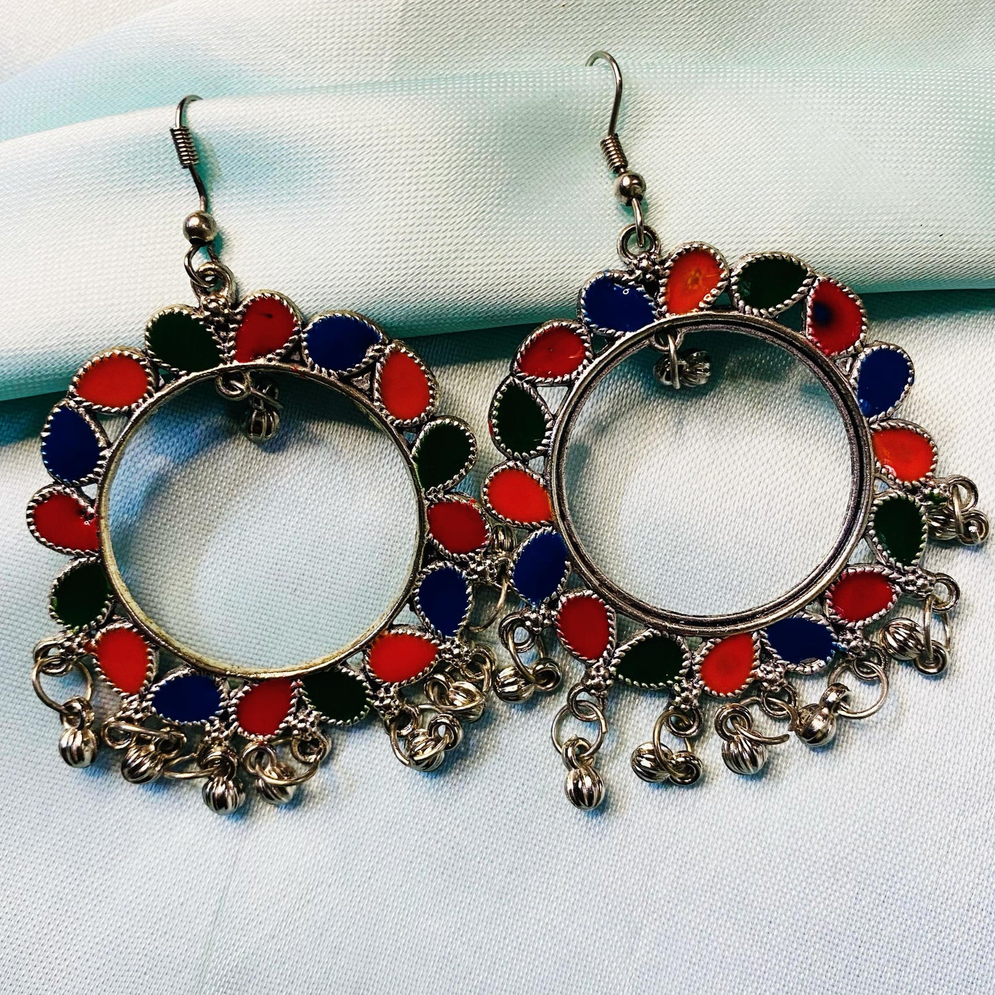 Oxidised Multi Colour Metal jhumka