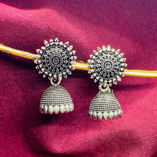 Oxidised sunflower Love Jhumkas