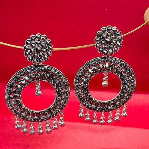 Oxidised Round Earring